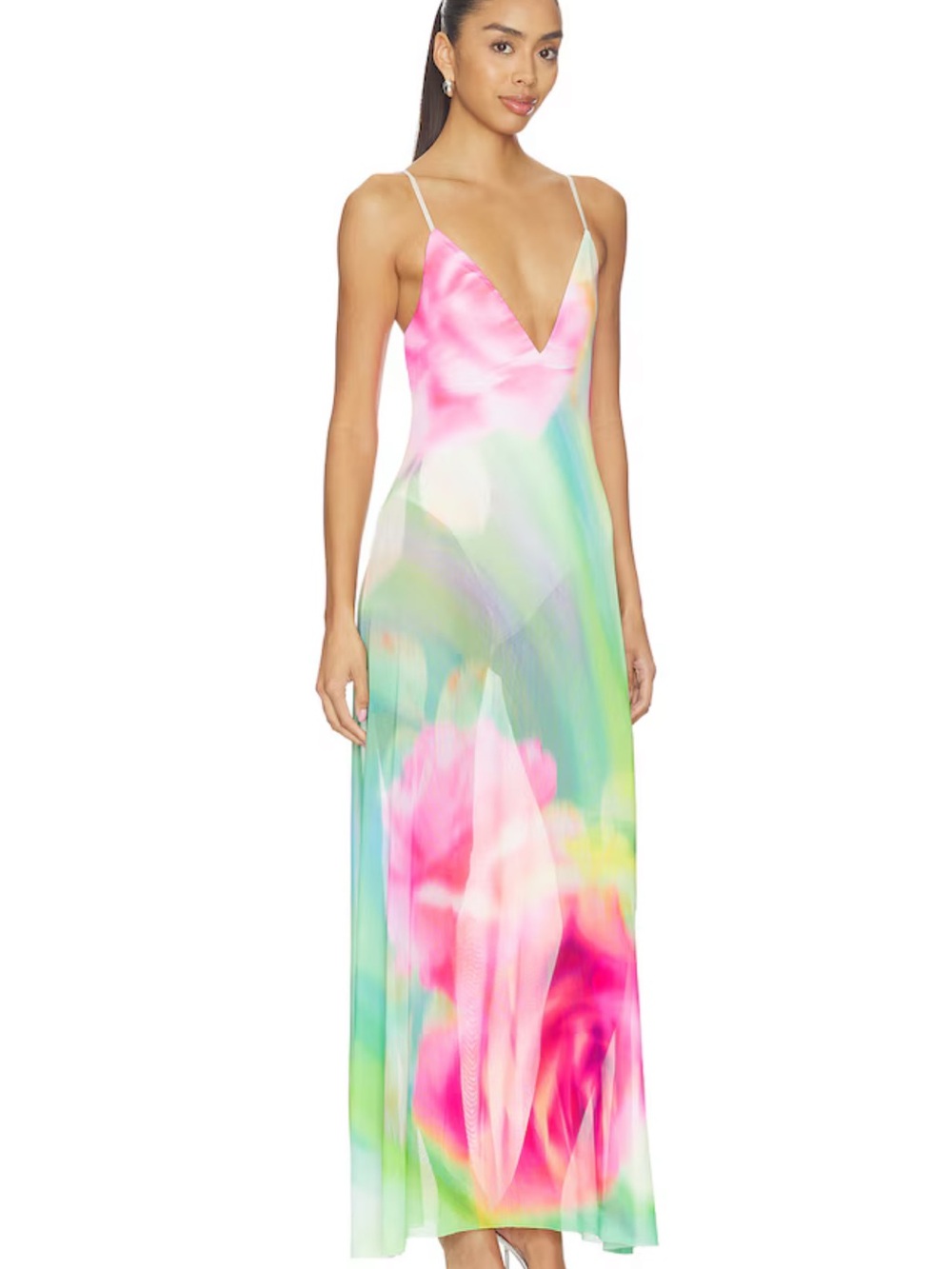 REVOLVE Pastel Watercolor Maxi Dress in Pink and Green - Picture 2 of 3